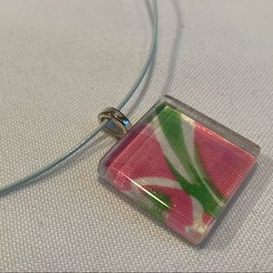 White Choker Necklace with Floral Design Pendant